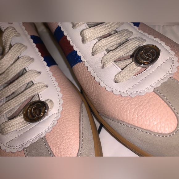 Gucci Multicolor Suede And Leather Web Low Top Sneakers - Picture 4 of 7